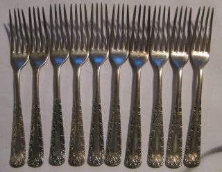 Of 10 Forks 1847 Rogers Bros A1 Silver Plate Portland Pattern 1891 photo