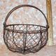 New Prim Rusty Round Bottom Chicken Wire Gathering Basket W/ Swing Handle Primitives photo 2