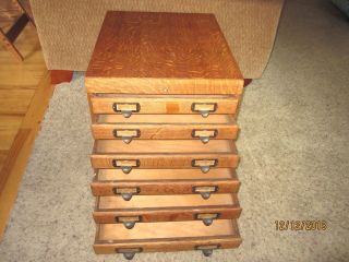 Tiger Oak Victorian Dentist Cabinet Jewelry Spool Storage Chest Library File Box photo