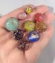 Mixed Of Nine Vintage Paperweight Glass Goldstone Fleck Bubbles Buttons 2 Buttons photo 9