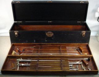 Large Antique Physicians Medical Instrument Surgical Case Bag Instruments Vtg photo