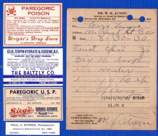 1930 Opii Opium Drug Store Pharmacy Doctor Narcotic Prescription+ Morphine Label photo