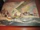 Antique P.  Carafeno Tug Boat Bay Scene Oil Painting, Other photo 5