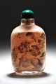 Qing Beijing Peking Glass Sign Snuff Bottle Interior Reverse Painted Bear Eagle Snuff Bottles photo 5