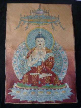 Tibet,  Hand - Embroidered Silk Class Guanyin Buddha Thangka /tk 83 photo