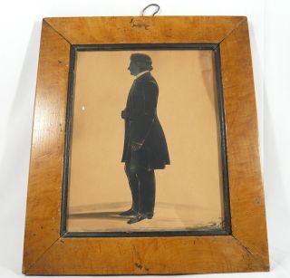 Antique Painted Full Length Silhouette Of A Gentleman With Gold Highlights photo