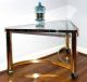 Vintage Mid Century Hollywood Baughman Style Brass & Glass Rolling Corner Table Post-1950 photo 2