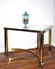 Vintage Mid Century Hollywood Baughman Style Brass & Glass Rolling Corner Table Post-1950 photo 3