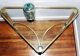 Vintage Mid Century Hollywood Baughman Style Brass & Glass Rolling Corner Table Post-1950 photo 5