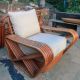 Mid - Century Paul Frankl 6 Strand Square Pretzel Rattan Armchair Mid-Century Modernism photo 1