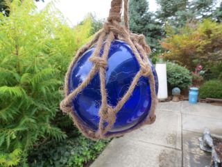 5 Inch Cobalt Blue Curio Glass Float Ball Buoy Bouy Fishing Net Float photo