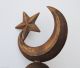 Vintage Indo Persian Mughal Ottoman Turkish Steel Alam Moon Star Flag Insignia Islamic photo 4