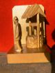 B2343 Canadian Carved Wood Bookends Signed P.  E Caron Carved Figures photo 9