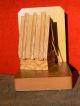B2343 Canadian Carved Wood Bookends Signed P.  E Caron Carved Figures photo 4