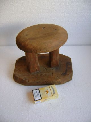Rare Antique Primitive Rare Shape Handmade Wooden Children ' S Stool photo
