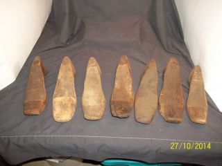 Antique Primitive Of 7 Wooden Shoe Molds Home Decor Display photo