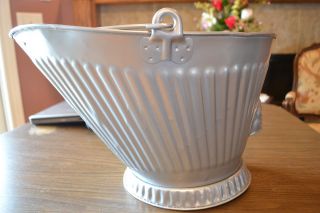 Antique 17 Coal Bucket,  Scuttle Galvanized Metal,  Decorative Pour Handle,  821 photo