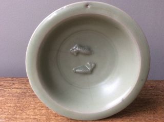 Extremely Rare Chinese Song Longquan Celadon With Opposite Direction Twin Fish photo