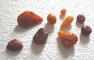 A Fine Antique Group Of Amber Beads (4) And Other (5) Pieces photo