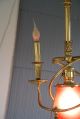 Art Deco Ruby Starburst Spiral Tube Brass Gas Hanging Ceiling Fixture Lamp Vtg Chandeliers, Fixtures, Sconces photo 3