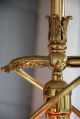 Art Deco Ruby Starburst Spiral Tube Brass Gas Hanging Ceiling Fixture Lamp Vtg Chandeliers, Fixtures, Sconces photo 4