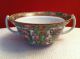 Antique Chinese Rose Medallion Canton Famille Rose Cream Soup Bowl Handled Cup Bowls photo 1