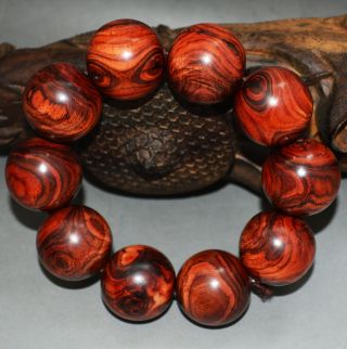 25mm Hainan Huanghuali Wood Prayer Beads Mala Chinese Rosewood Worry Bracelet 20 photo