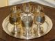 Vintage E.  P.  N.  S.  Silverplate Set Of 6 Cups &1 Tray/plate Marked Made In India Cups & Goblets photo 1