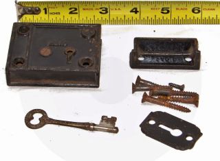 Vintage Nos P.  & F.  C.  (corbin) Cast Iron Lock And Working Key Assembly photo