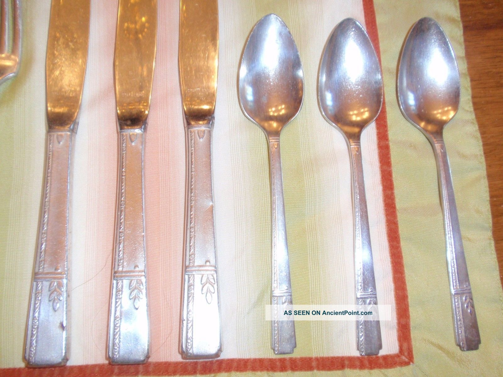 Grenoble 3 Tea Spoons 3 Dinner Hollow Knives Oneida 1938 Silver Plate Flatware Flatware & Silverware photo