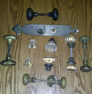 Antique Hardware Architectural Metal Door Knobs Plate Lock Brass Glass Pulls photo