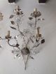 C1950 French Beaded Crystal Flowers Prisms 4 Light Outrageous Sconces Vintage Chandeliers, Fixtures, Sconces photo 10