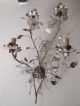 C1950 French Beaded Crystal Flowers Prisms 4 Light Outrageous Sconces Vintage Chandeliers, Fixtures, Sconces photo 4