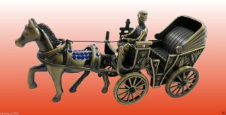 Egyptian Vintage Brass Horse And Carriage With Rider,  Collectable photo