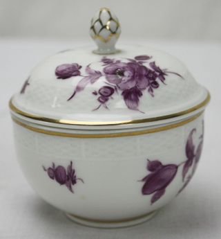 Antique Nymphenburg Sugar Bowl Lidded Exquisite With Red/purple Roses Gold Leaf photo