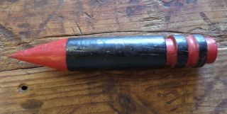 Antique Black And Red Painted Pencil - Shaped Industrial Wooden Pattern Form Mold photo