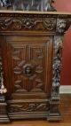 Antique English Carved Oak Cabinet Sideboard Bookcase Renaissance Carved Lion 1800-1899 photo 9