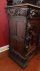 Antique English Carved Oak Cabinet Sideboard Bookcase Renaissance Carved Lion 1800-1899 photo 10
