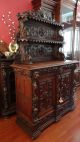 Antique English Carved Oak Cabinet Sideboard Bookcase Renaissance Carved Lion 1800-1899 photo 2