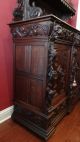 Antique English Carved Oak Cabinet Sideboard Bookcase Renaissance Carved Lion 1800-1899 photo 7