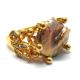 Rose Cut Diamond & Natural Pearl Gold Plated Antique Look Jewelry Ring Size 7.  75 Islamic photo 2