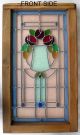 Large Classic Stained Glass Window Leaded Panels Set - Mackintosh Red Roses 1940-Now photo 10