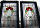 Large Classic Stained Glass Window Leaded Panels Set - Mackintosh Red Roses 1940-Now photo 1