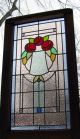Large Classic Stained Glass Window Leaded Panels Set - Mackintosh Red Roses 1940-Now photo 6