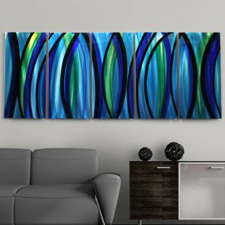 Modern Abstract Painting Blue Metal Wall Art - Psychedelic Rush - Jon Allen photo