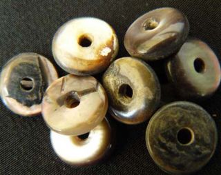 Antique Mother Of Pearl Buttons Black Center Single Hole - 40 Count photo