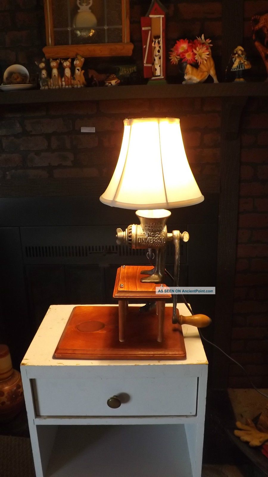 , Handmade,  Antique Meat Grinder Lamp.  Great For Lodge Or Cabin,  Cool Meat Grinders photo