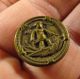 Antique Brass Victorian Mythological Picture Button Of Child Riding Two Birds Buttons photo 3