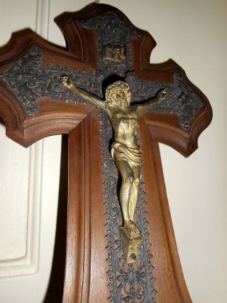 Antique German Crucifix In Golden Regule (sort Of Bronze) And Very Well Worked photo