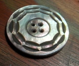 Antique Carved Mother Of Pearl Button photo